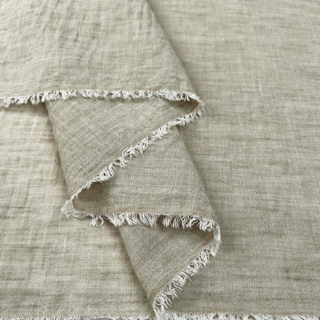 Linen Effect Light Beige Polyester Plain Woven Shirting Fabric Fold