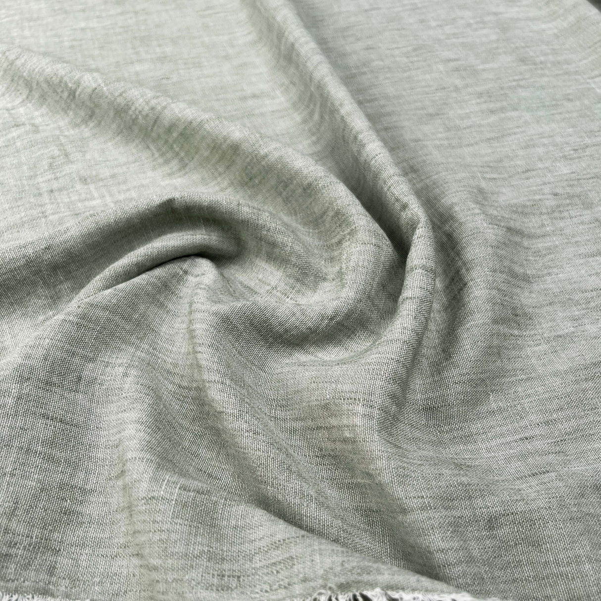 Linen Effect Sage Polyester Plain Woven Shirting Fabric CU