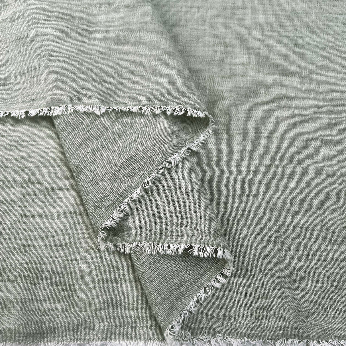 Linen Effect Sage Polyester Plain Woven Shirting Fabric Fold