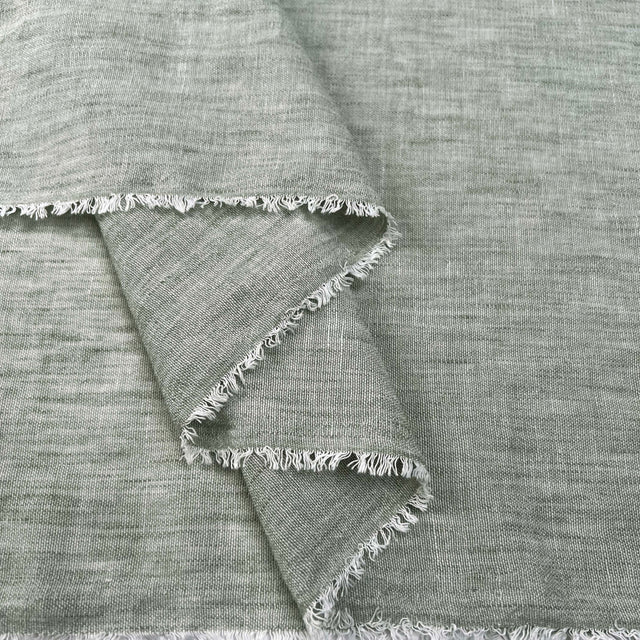 Linen Effect Sage Polyester Plain Woven Shirting Fabric Fold