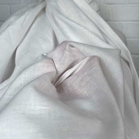 Ex-Designer Italian Plain Linen Dress Fabric Linen Elite White CU2