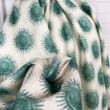 Italian Ex-Designer Green Sunburst Print Shirting Fabric Linen Lido CU