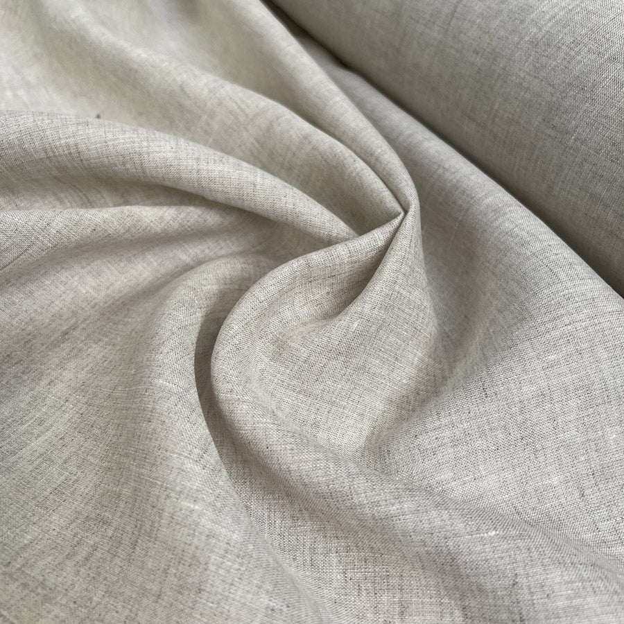 Linen Line Ecru Plain Woven Dress Fabric CU