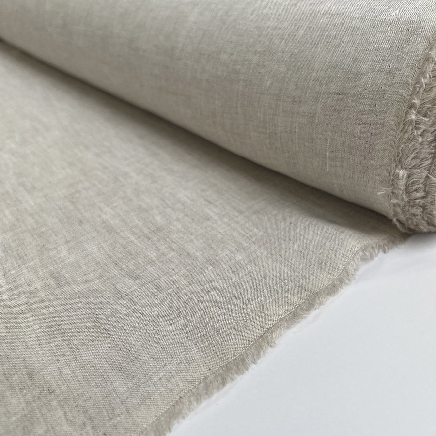 Linen Line Ecru Plain Woven Dress Fabric Roll