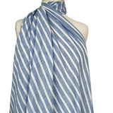 Linen Look Stripe Blue White Polyester Woven Shirting Fabric Mannequin