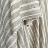 Linen Look Stripe Light Beige  White Polyester Woven Shirting Fabric Hang