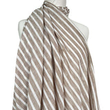 Linen Look Stripe Light Brown White Polyester Woven Shirting Fabric Mannequin