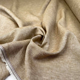 Linen Melange Tan Plain Woven Dress Fabric Close Up