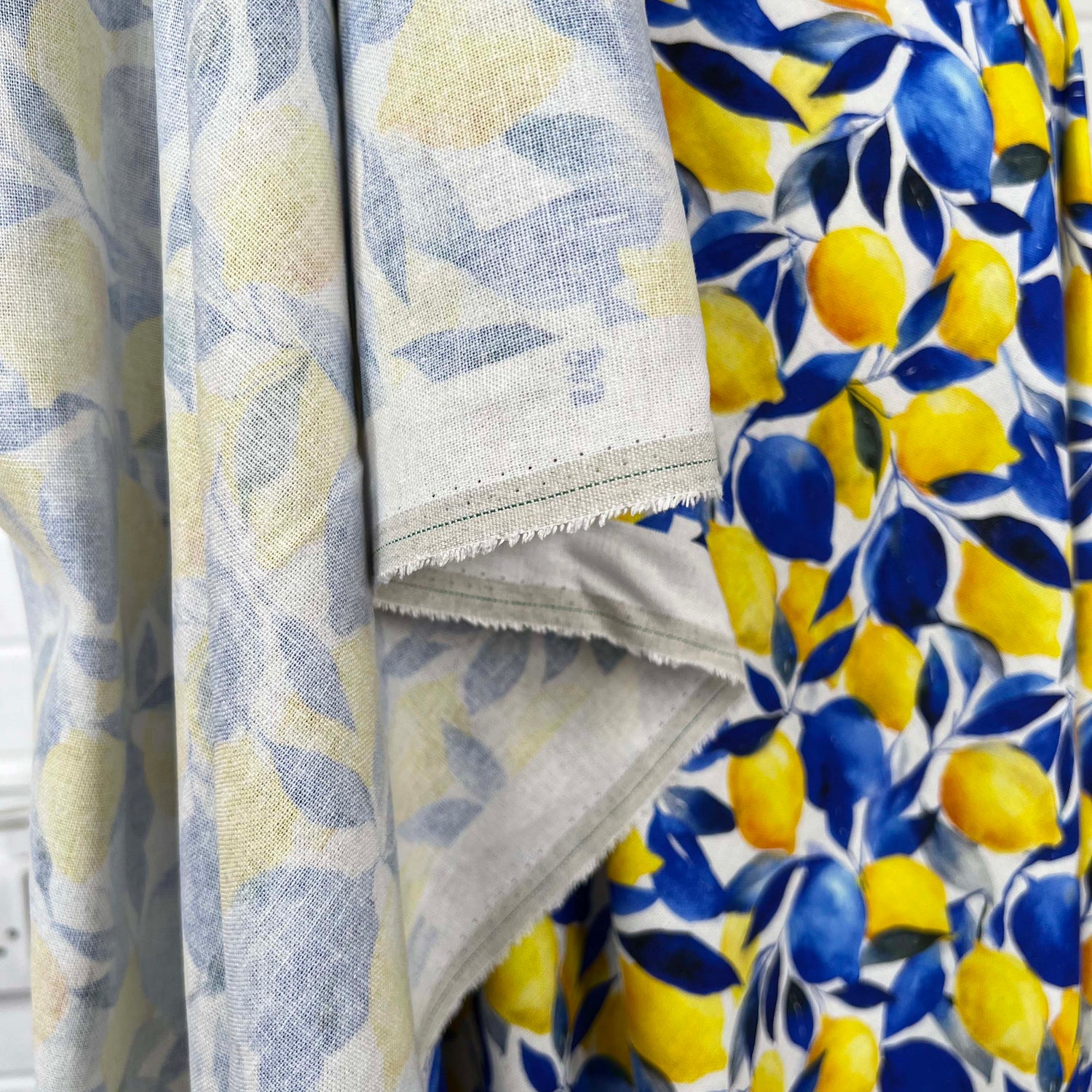 Lemon Print Rayon Linen Blend Dress Fabric Linen Mix Limoncello Fold