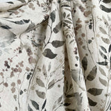 Linen Ramble Viscose Natural Leaf Print Woven Dress Fabric Close Up