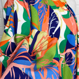 Multi Coloured Leaf Print Rayon Spandex Fabric Linen Tropics Eden CU