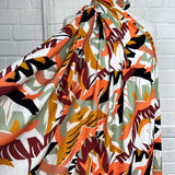 Abstract Digital Print Rayon Spandex Fabric Linen Tropics Wild Folk mannequin