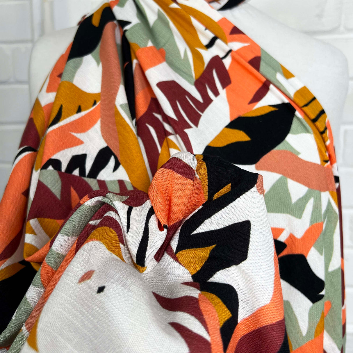 Abstract Digital Print Rayon Spandex Fabric Linen Tropics Wild Folk CU