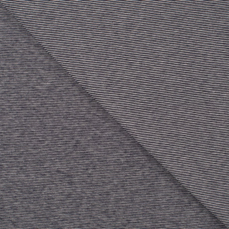 Little Lines Navy Striped Knitted Cotton Jersey 200gsm Dress Fabric Fold