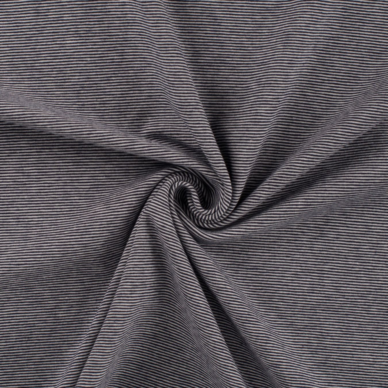 Little Lines Navy Striped Knitted Cotton Jersey 200gsm Dress Fabric Swirl
