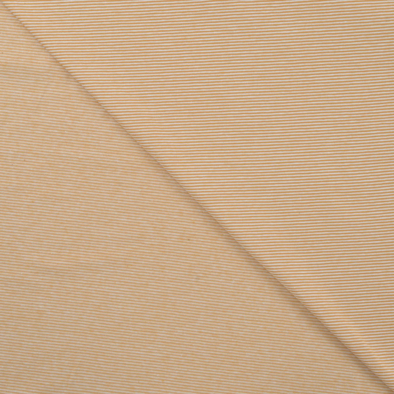 Little Lines Ochre Striped Knitted Cotton Jersey 200gsm Dress Fabric Fold
