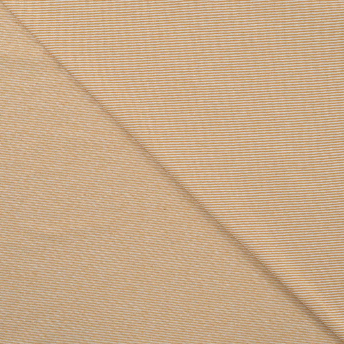 Little Lines Ochre Striped Knitted Cotton Jersey 200gsm Dress Fabric Fold