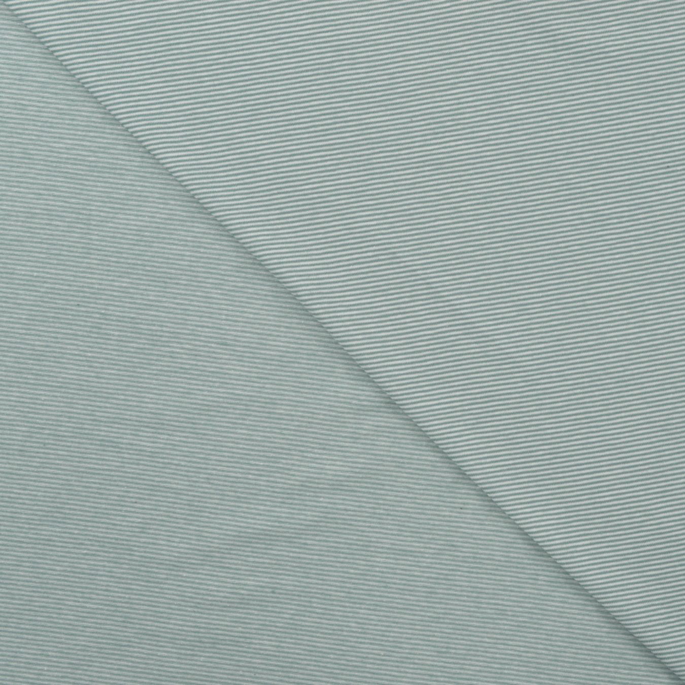 Little Lines Sage Striped Knitted Cotton Jersey 200gsm Dress Fabric Fold