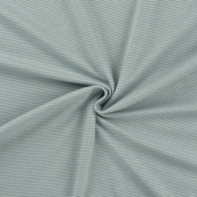Little Lines Sage Striped Knitted Cotton Jersey 200gsm Dress Fabric Swirl