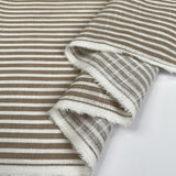 Loose Weave Cotton Frappe Stripe Brown White Woven Dress Fabric Fold