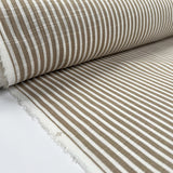 Loose Weave Cotton Frappe Stripe Brown White Woven Dress Fabric Roll
