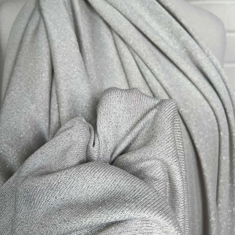 White Lurex Viscose Knitted Dress Fabric Lurex Jersey - Opal CU