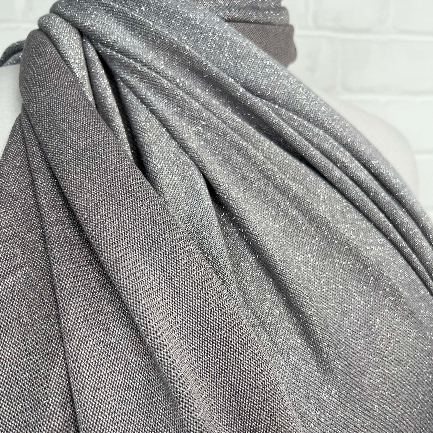 Lurex Viscose Knitted Stretch Dress Fabric Lurex Jersey - Silver 