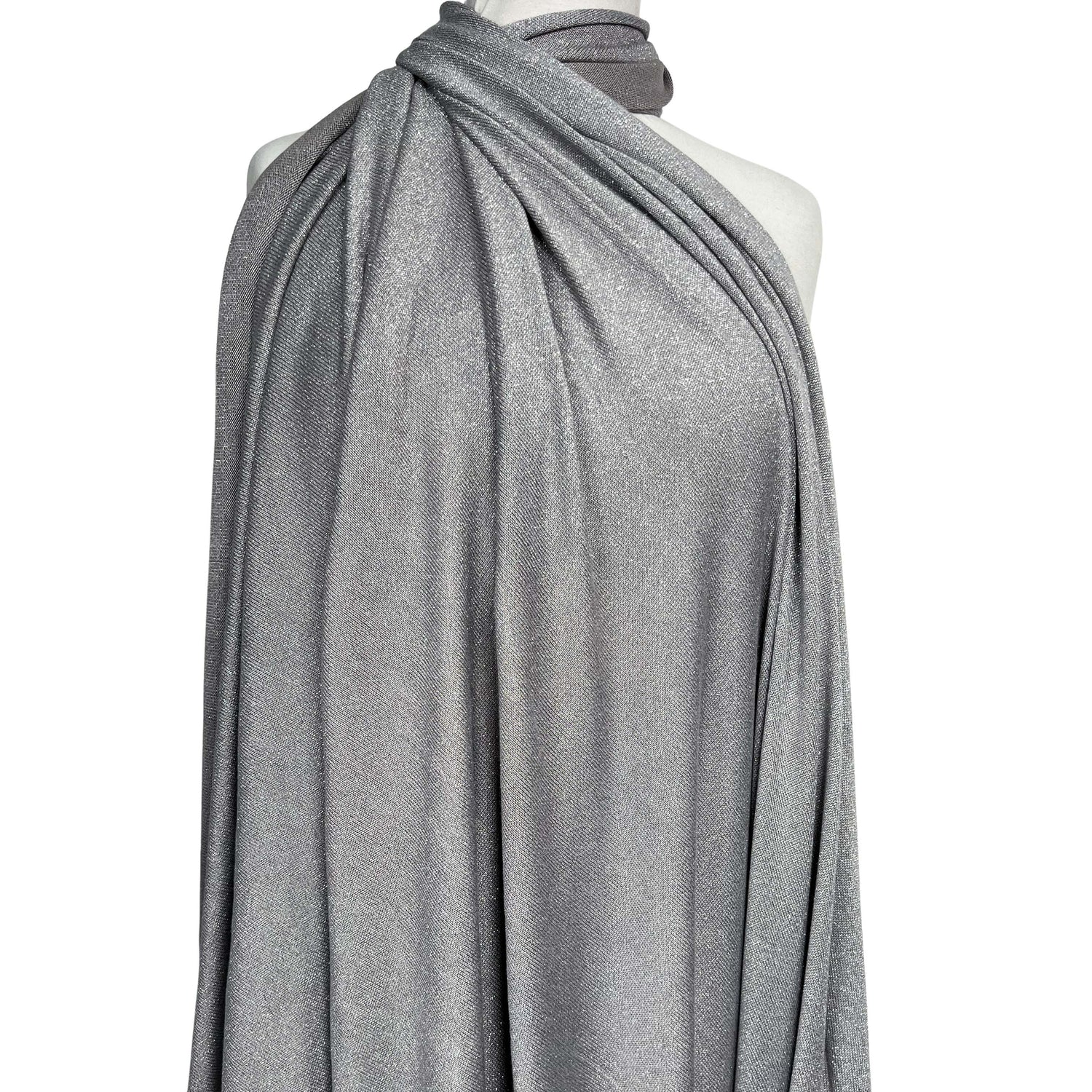 Lurex Viscose Knitted Stretch Dress Fabric Lurex Jersey - Silver Mannequin