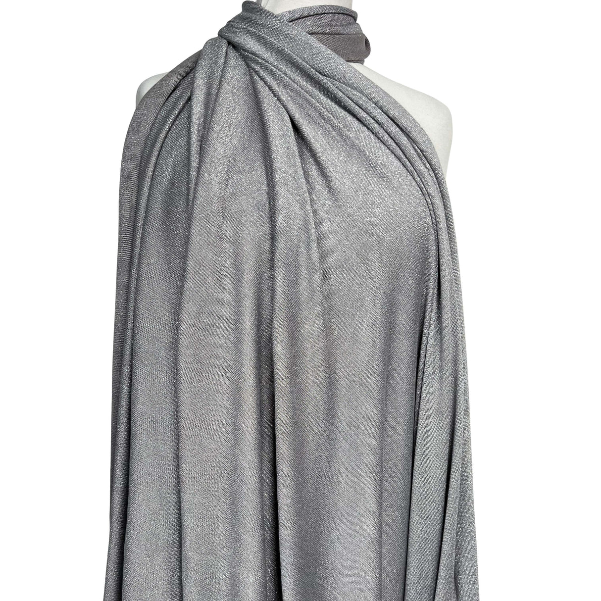 Lurex Viscose Knitted Stretch Dress Fabric Lurex Jersey - Silver Mannequin