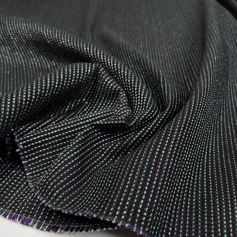 Luxe Prism Brocade Black Polyester Cotton Polyamide Dressmaking Fabric CU