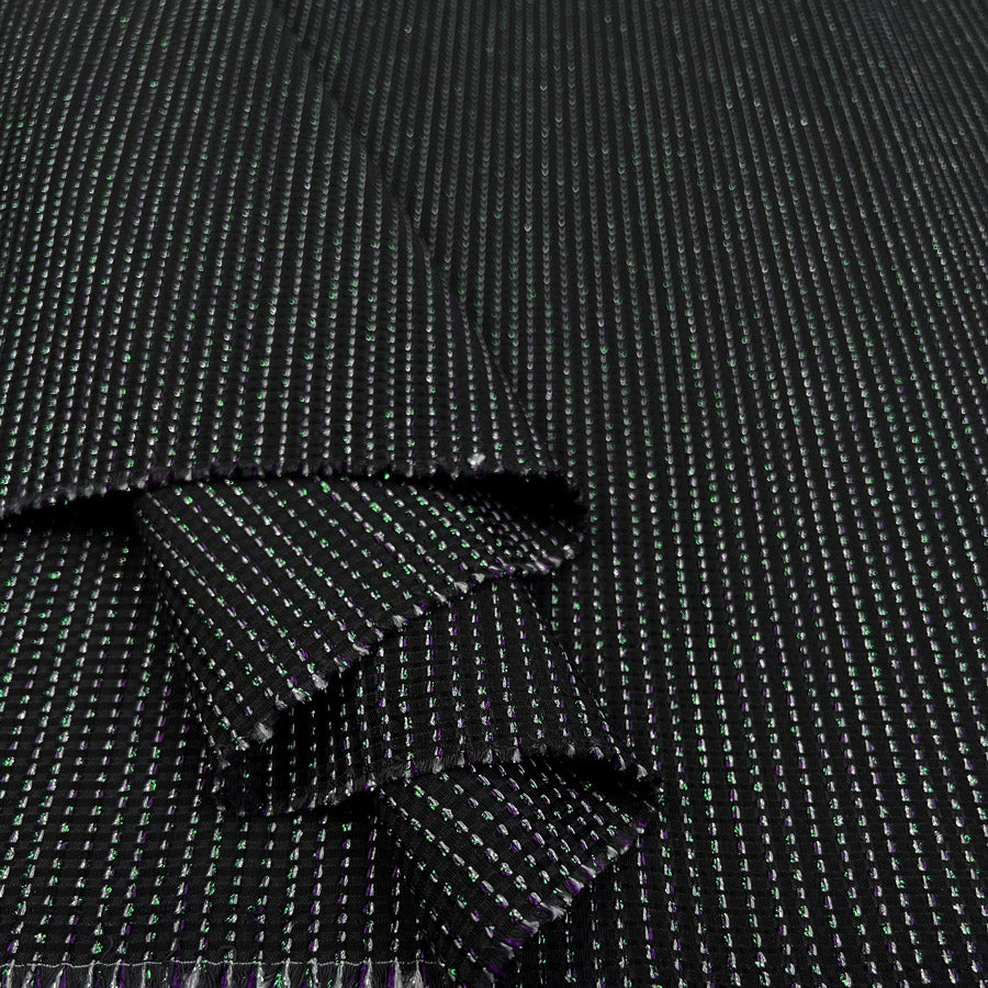 Luxe Prism Brocade Black Polyester Cotton Polyamide Dressmaking Fabric Fold