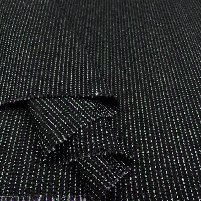 Luxe Prism Brocade Black Polyester Cotton Polyamide Dressmaking Fabric Fold