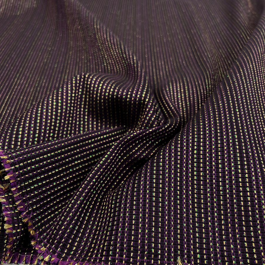 Luxe Prism Brocade Purple Polyester Cotton Polyamide Dressmaking Fabric CU