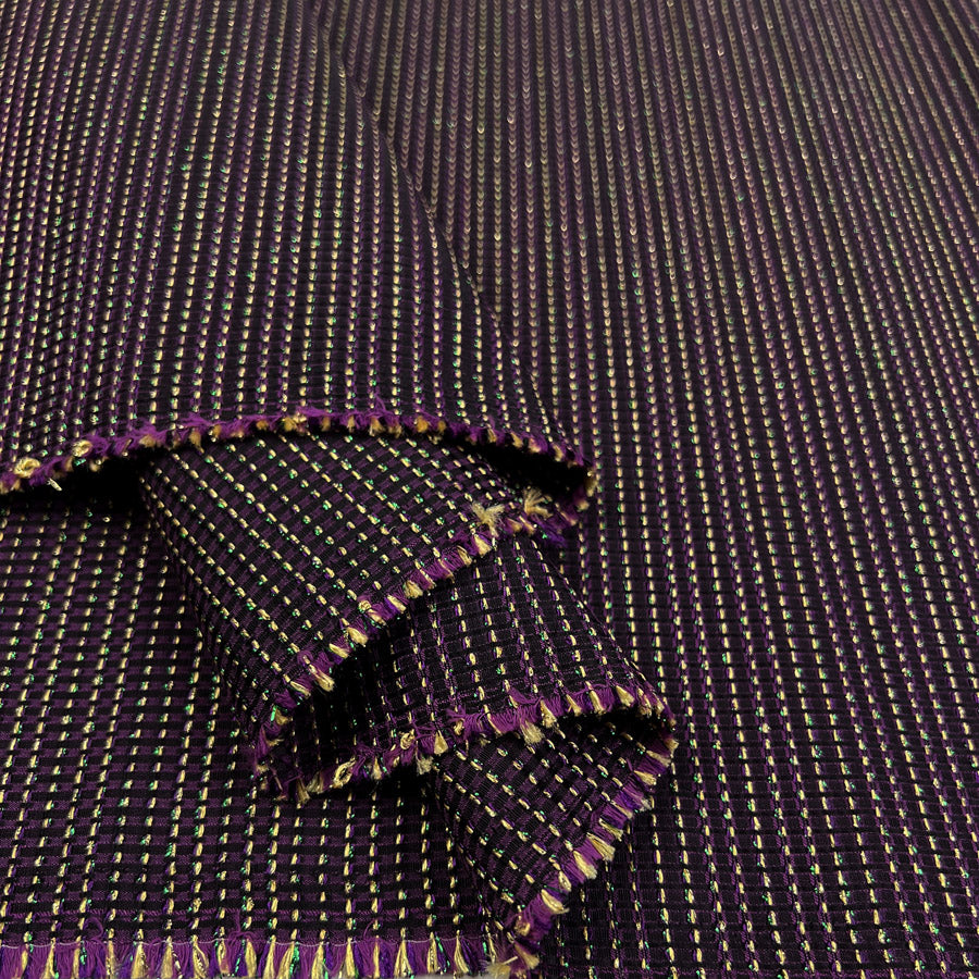 Luxe Prism Brocade Purple Polyester Cotton Polyamide Dressmaking Fabric Fold