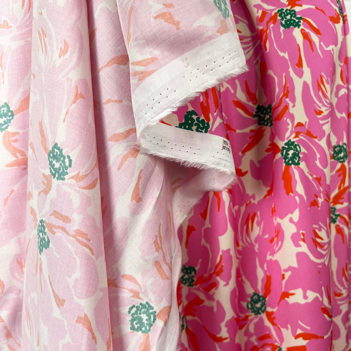 Lyocell Petal Pop Pink Floral Little Johnny Dress Fabric Hang