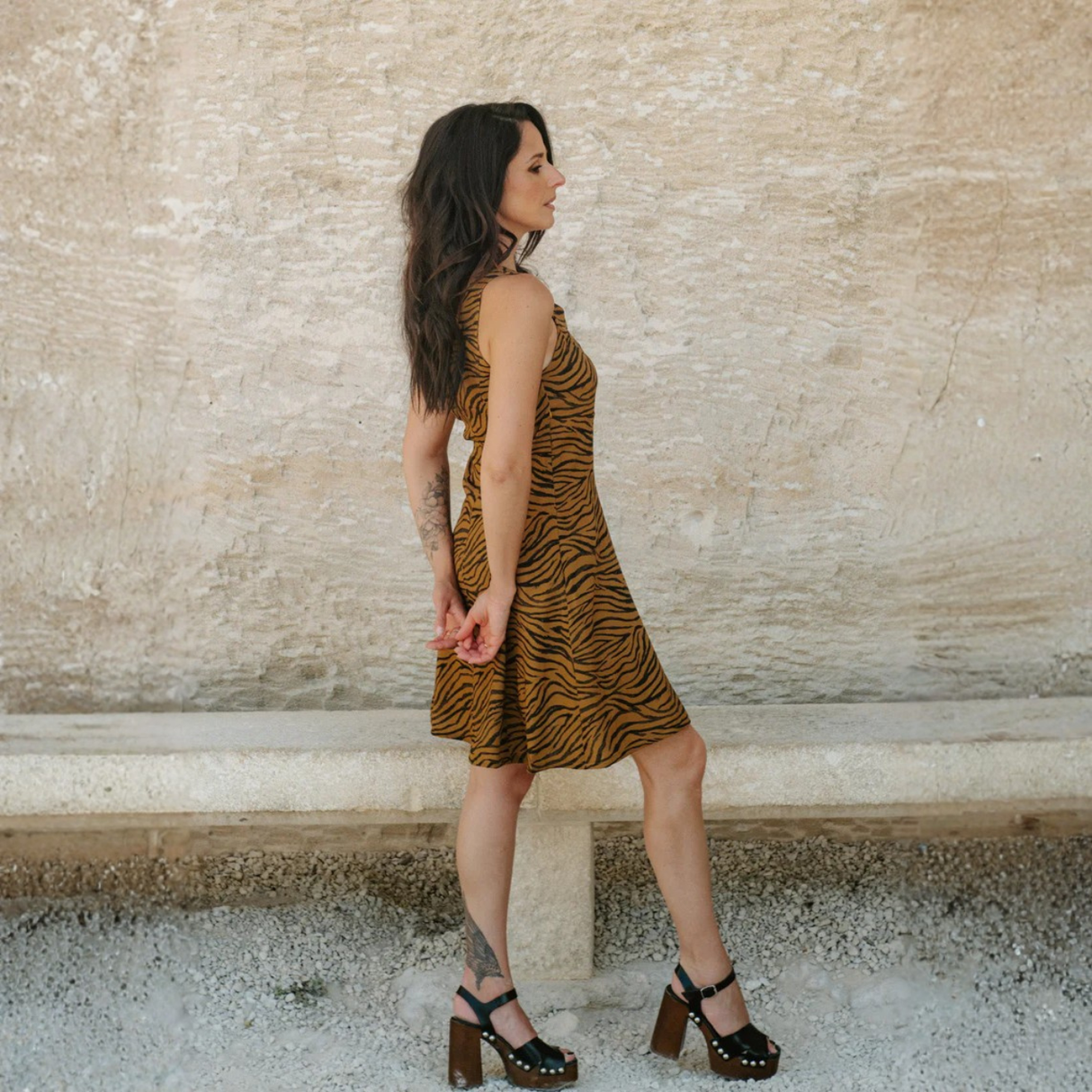 Maison Fauve Linger Dress Sewing Pattern Zebra Print Side 1