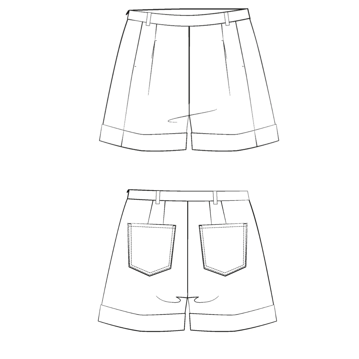 Maison Fauve Peacock Shorts Sewing Pattern Illustration