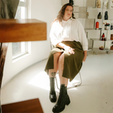 Maison Fauve Silvana Skirt Sewing Pattern Khaki Sitting