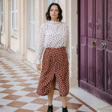 Maison Fauve Silvana Skirt Sewing Pattern Polka Dot Front 1