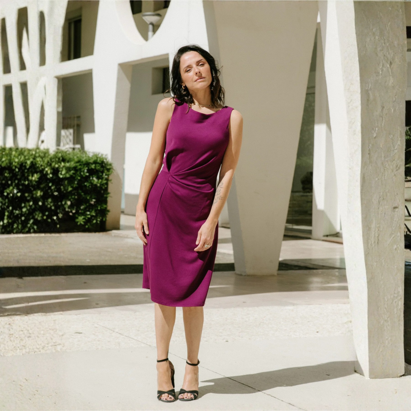 Maison Fauve Twist Dress Sewing Pattern Purple Front 1