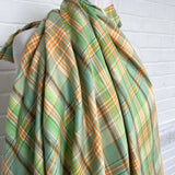 Italian Ex-Designer Checked Shirting Fabric Mara Bella Linen - Green