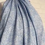 Mens Italian Shirting Bluebell Blue White Cotton Floral Fabric