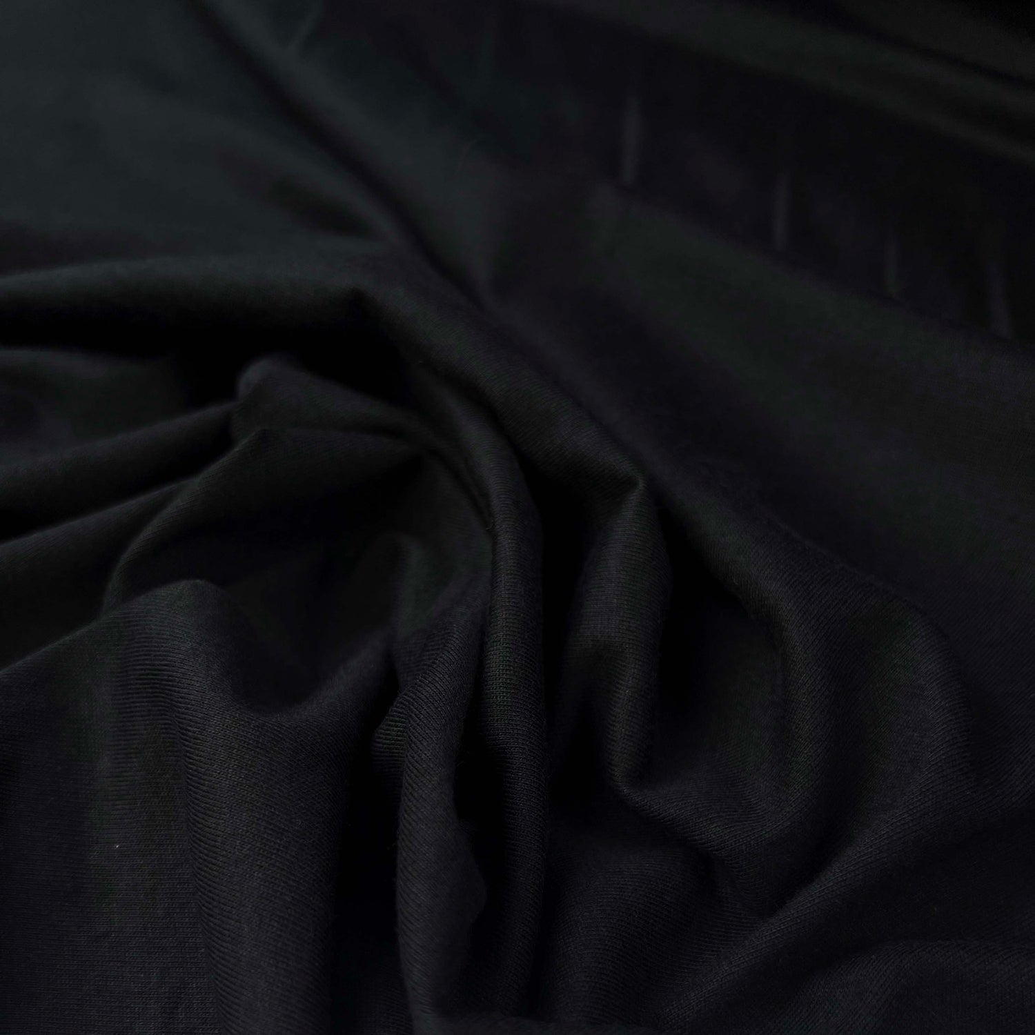 Mercerised Super Wide Black Cotton Jersey Fabric CU