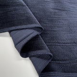 Milano Cord Navy Cotton Elastane 10 Wale Italian Ex Designer Stretch Woven Trouser Fabric Fold