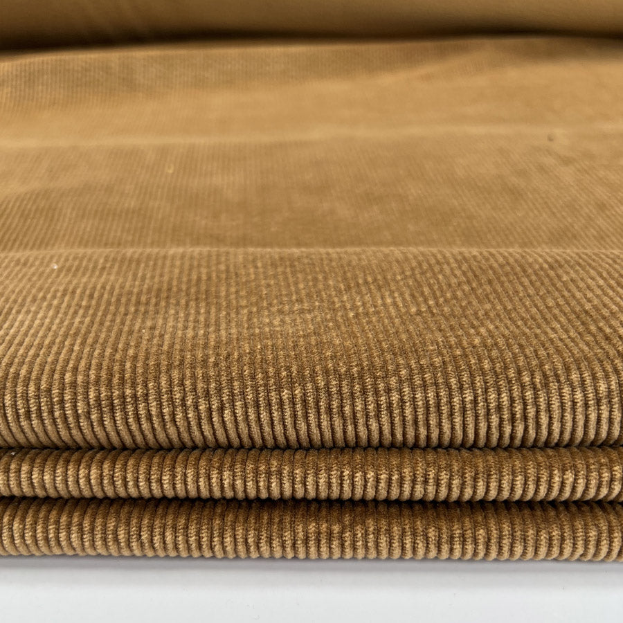 Milano Cord Sand Cotton Elastane 10 Wale Italian Ex Designer Stretch Woven Trouser Fabric CU