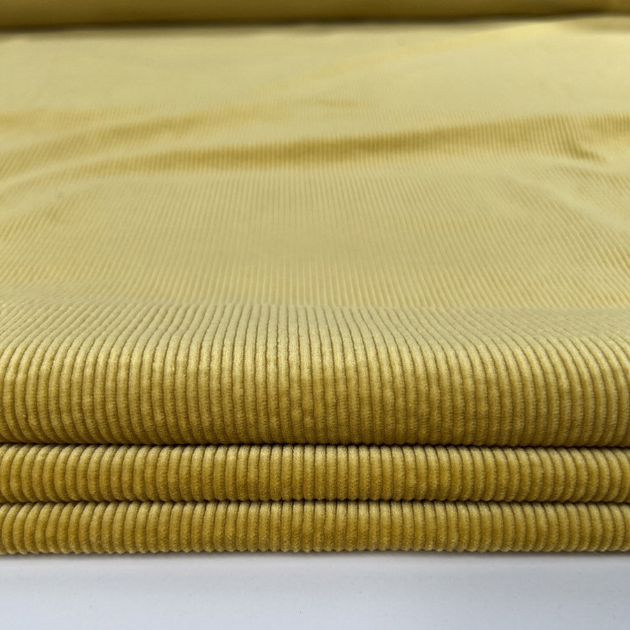 Milano Cord Yellow Cotton Elastane 10 Wale Italian Ex Designer Stretch Woven Trouser Fabric CU
