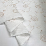 Milano Embroidered Double Gauze Pink Cream Ex Designer Italian Cotton Dress Fabric Fold