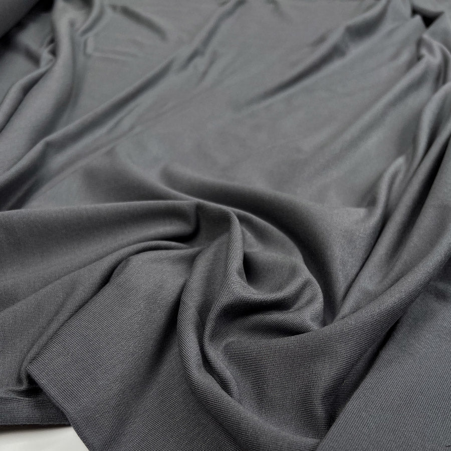 Modal French Terry Grey Elastane Slinky Knit Jersey Fabric CU