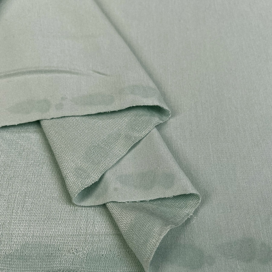 Modal French Terry Mint Green Elastane Slinky Knit Jersey Fabric Fold