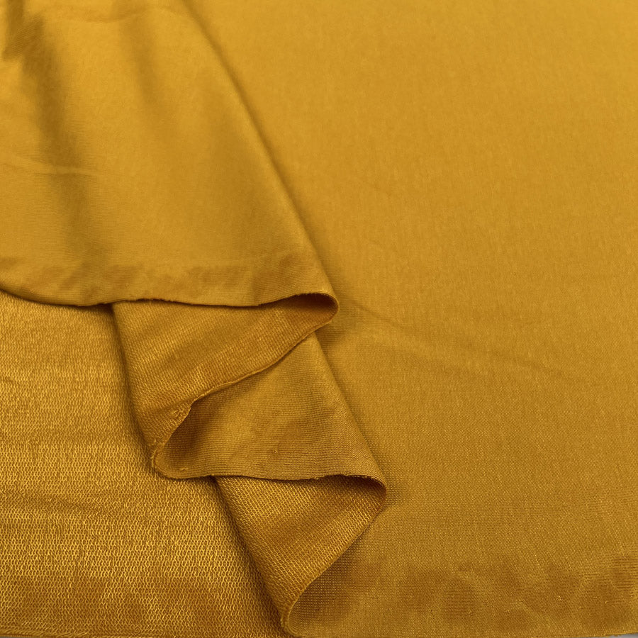 Modal French Terry Ochre Yellow Elastane Slinky Knit Jersey Fabric Fold